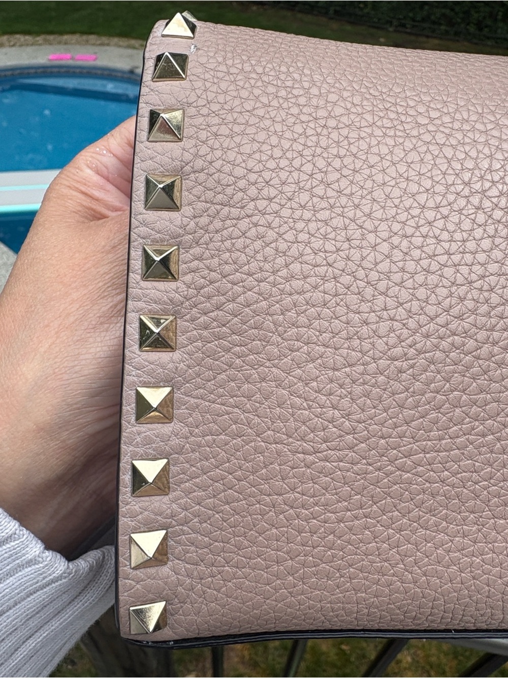 Tan Valentino Garivani Small Rockstud Calfskin Crossbody Bag - Picture 5 of 15